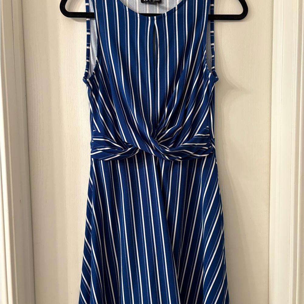 As U Wish Navy and White Striped Dress